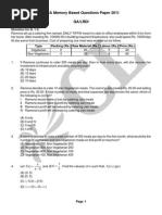 MICA Memory Based Questions Paper 2011 Qa/Lrdi: Direction For Q. 1-3