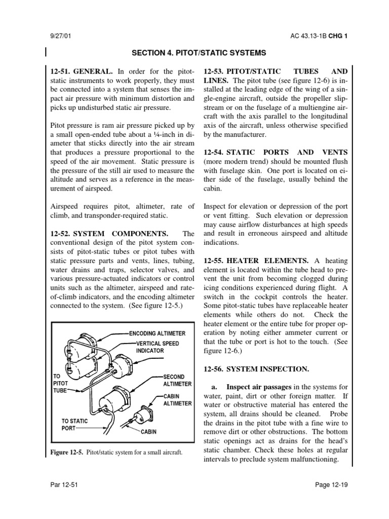 9/27/01 AC 43.13-1B CHG 1: Figure 12-5. Pitot/static System For A Small ...
