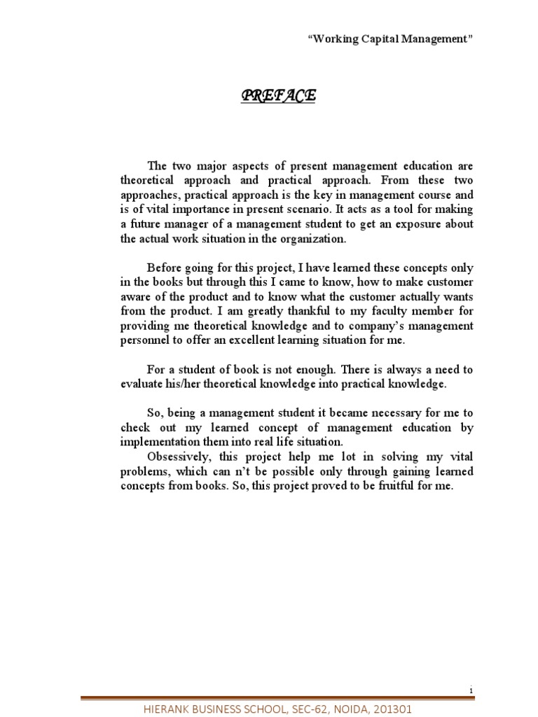 Preface Preface Preface Preface: "Working Capital Management" | PDF ...