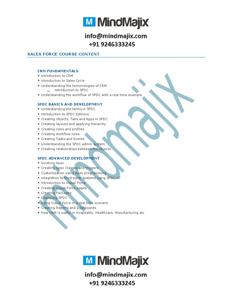 Salesforce CRM Course Overview | PDF