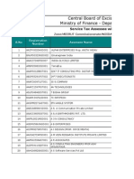 Central Board of Excise and Custo Ministry of Finance - Department of R Service Tax Assessee wise Detail Rep