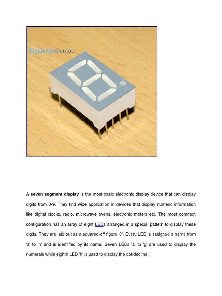 Seven Segment Display Overview and Circuit | PDF | Light Emitting Diode ...