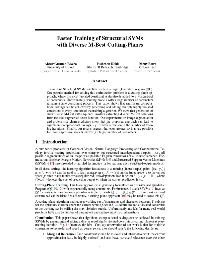 Efficient Training of Structural SVMs | PDF | Image Segmentation ...