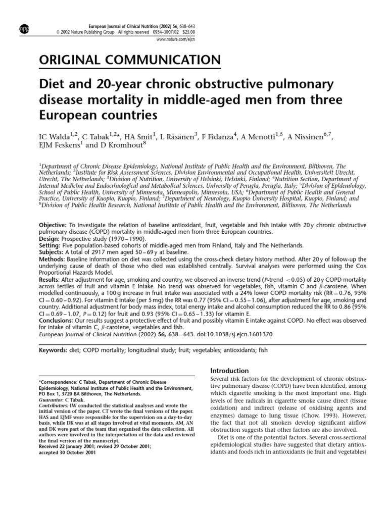 Diet and COPD 2002 | PDF | Chronic Obstructive Pulmonary Disease ...