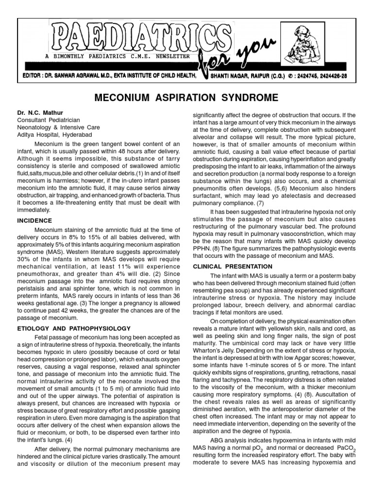 Meconium Aspiration Syndrome PDF Medical Imaging Hypoxia (Medical)