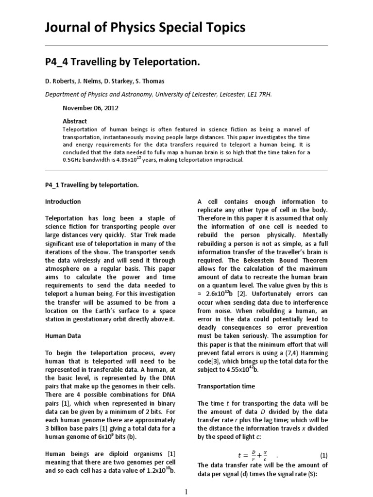 Teleportarea Umană | PDF | Teleportation | Signal To Noise Ratio