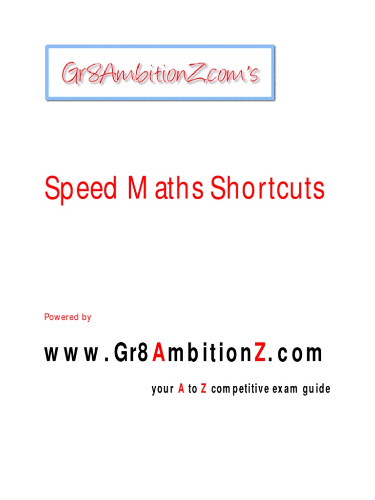 Speed Maths Shortcuts - Gr8AmbitionZ | PDF | Division (Mathematics ...