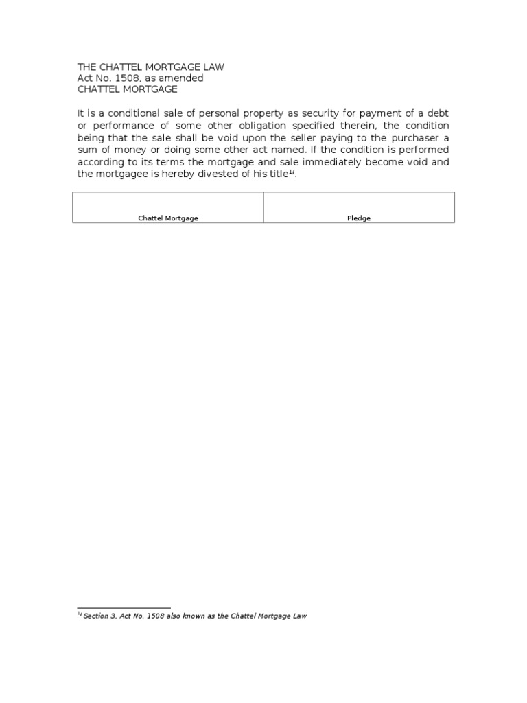 Overview of Chattel Mortgage Law | PDF | Mortgage Law | Foreclosure