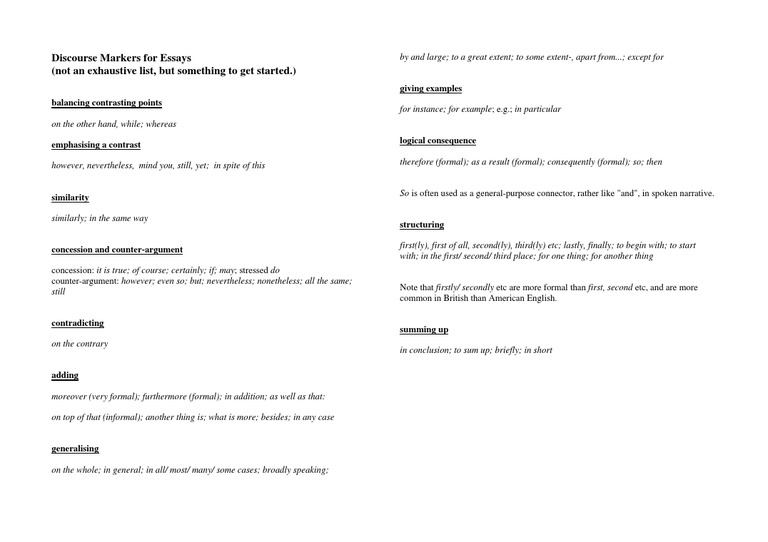 Discourse Markers PDF