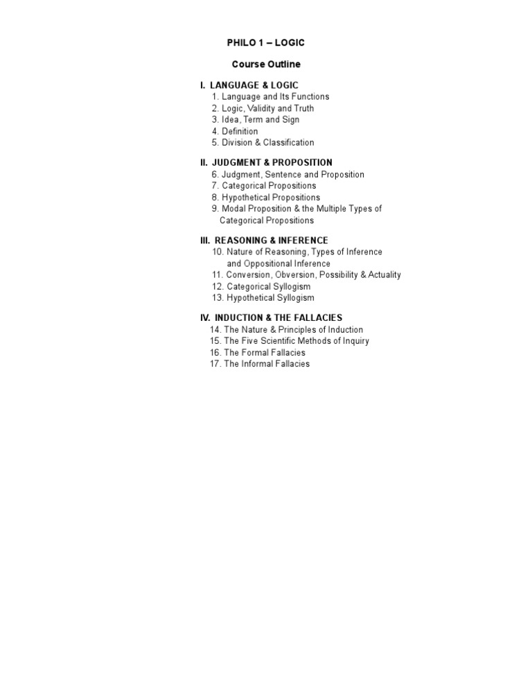 LOGIC - Course Outline | PDF
