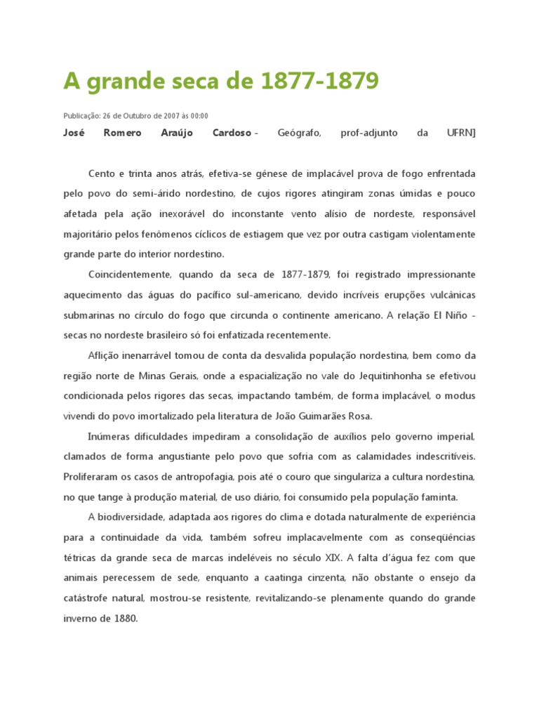 A Grande Seca de 1877-1879 | PDF | Geociências | Natureza