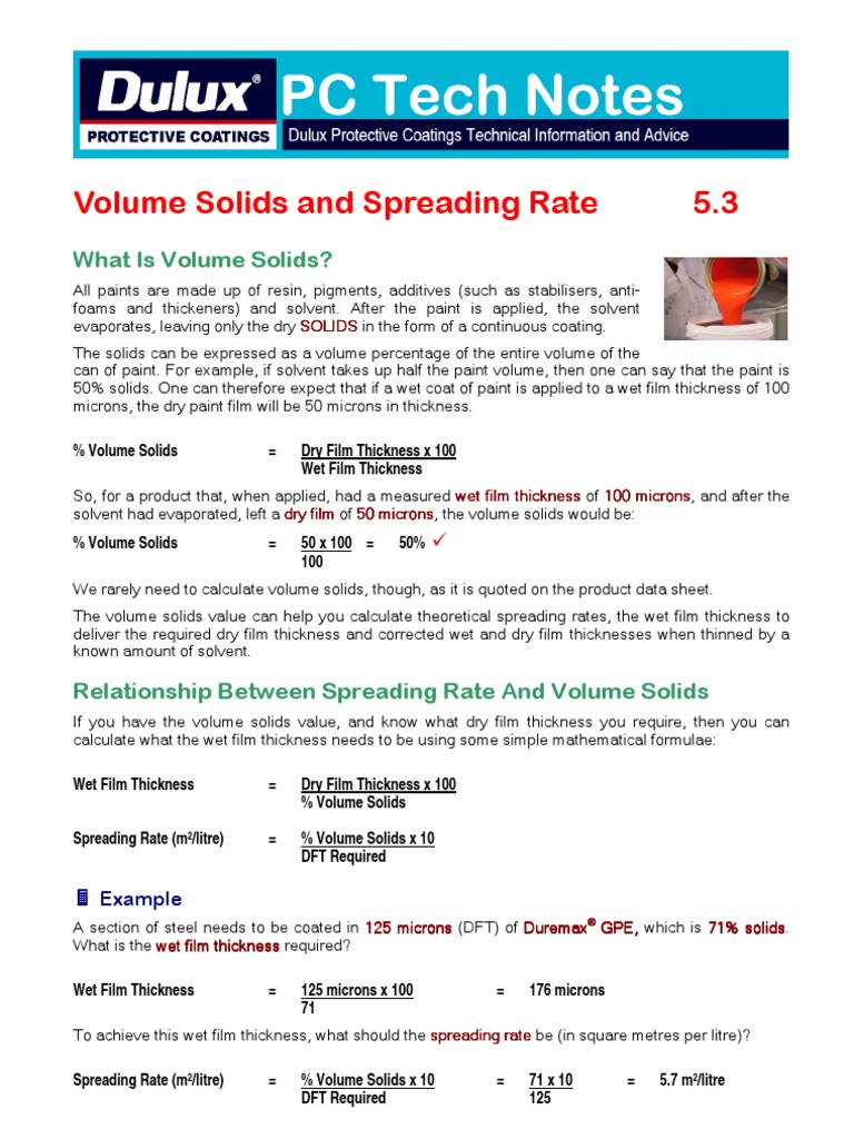 5.3 Volume Solids and Spread Rate Paint Volume