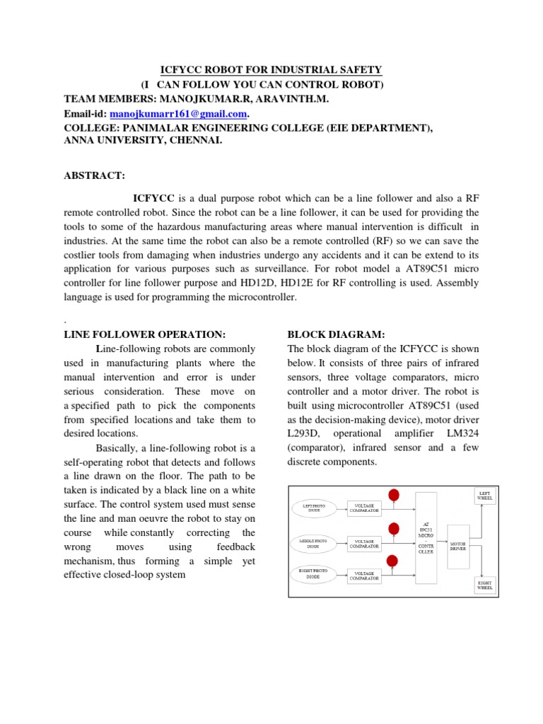 Industrial Safety Robot Design | PDF | Remote Control | Microcontroller