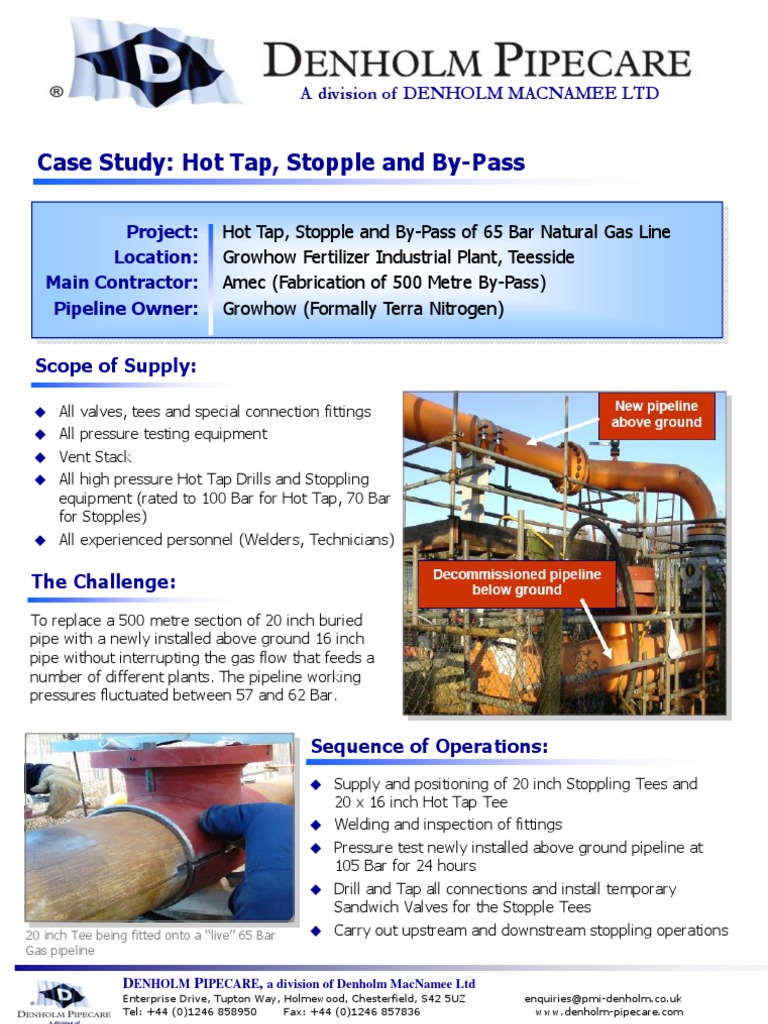 Hot Tapping and Stoppling Case Study | PDF | Tap (Valve) | Pipeline ...