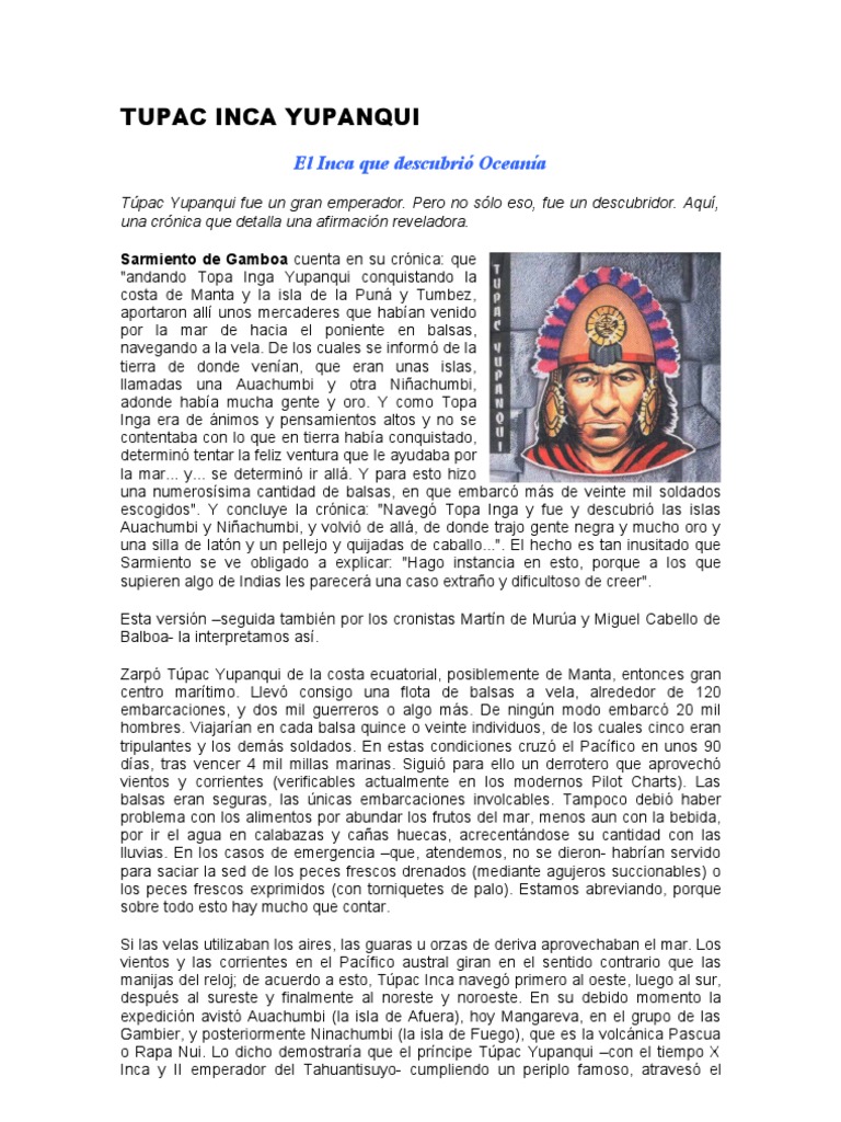 Tupac Inca Yupanqui | PDF | Imperio Inca | Science