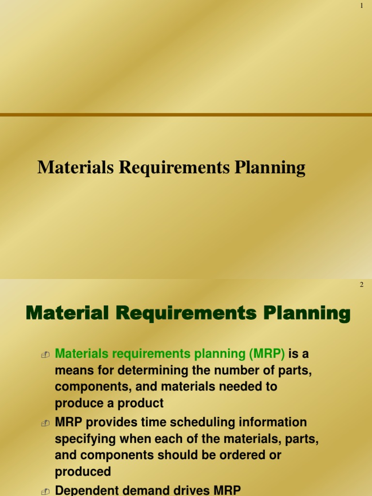 Material Requirement Planning Engineering Production And Manufacturing