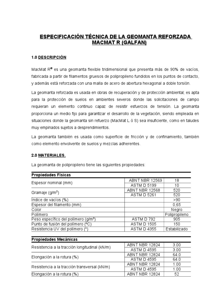 Geomanta MacMat R para Estabilización de Suelos | PDF | Suelo | Hidrología