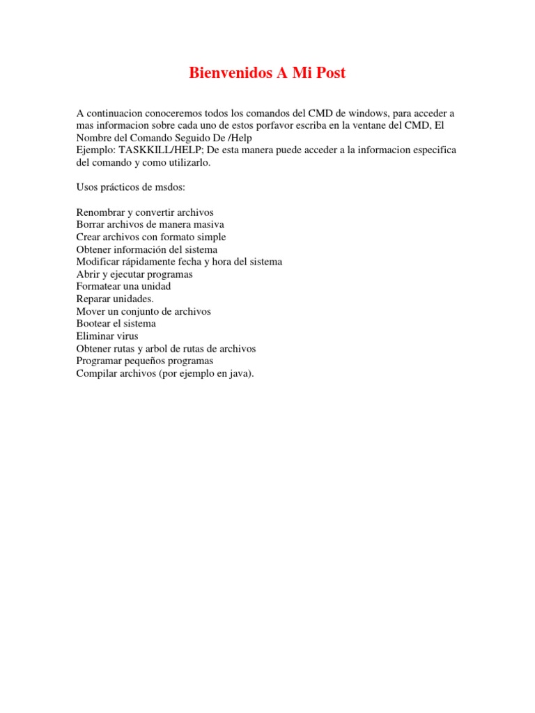 Comandos CMD Esenciales para Windows | PDF | Archivo de computadora ...