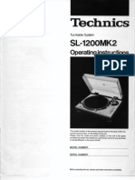 Technics SL1200MK2 Operating Instructions