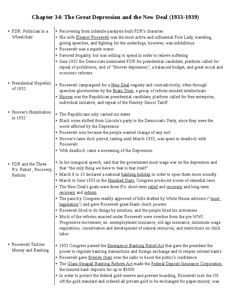 Apush Chapter 34 Notes Pdf Franklin D Roosevelt Congress Of