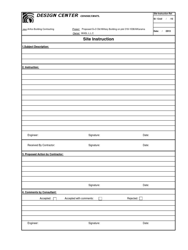 Site Instruction Form