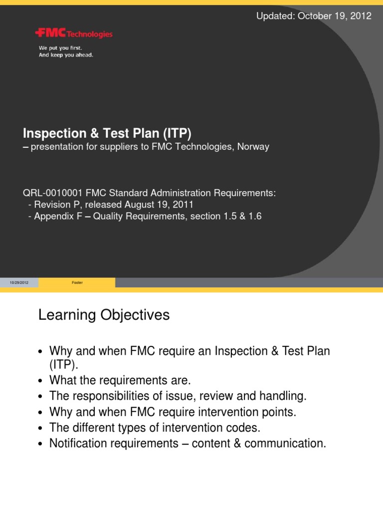 FMC ITP Guidelines for Suppliers | PDF | Nondestructive Testing | Business