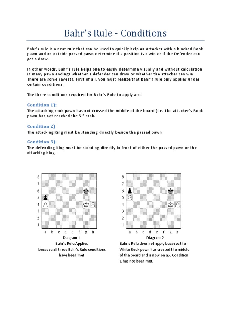 Bahr's Rule in Chess Endgames | PDF