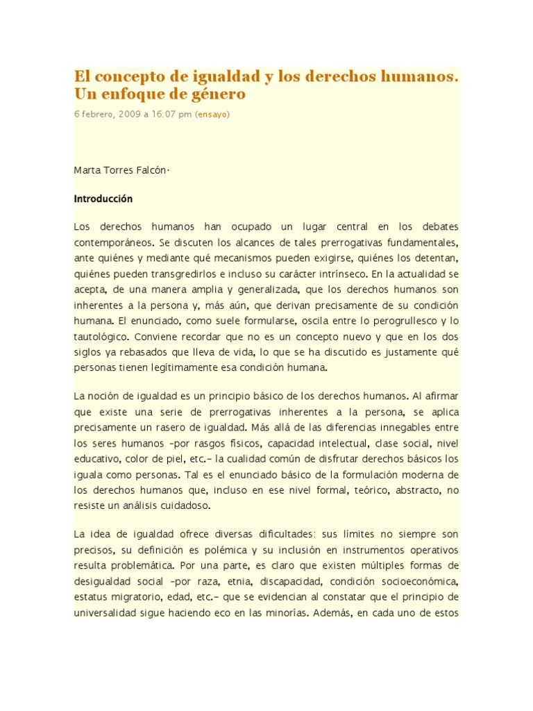 El Concepto de Igualdad y Los Derechos Humanos | PDF | Contrato social ...