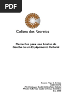 Elementos para uma Análise de Gestão de um Equipamento Cultural