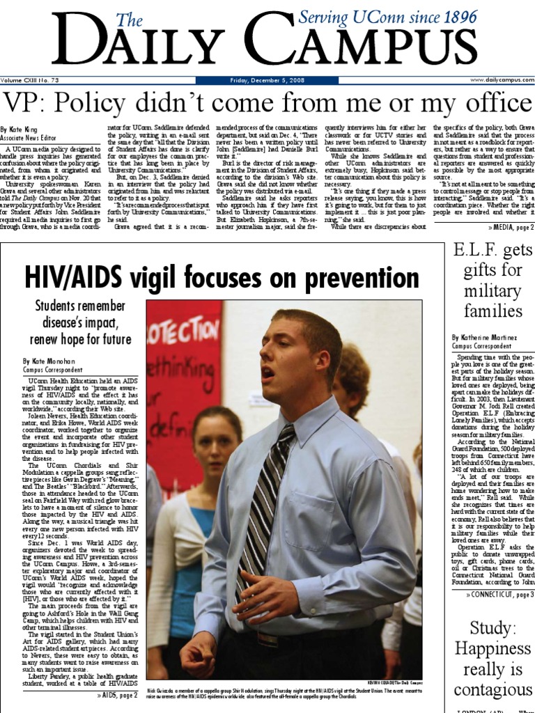 2008 12 05 Front PDF University Of Connecticut Hiv/Aids