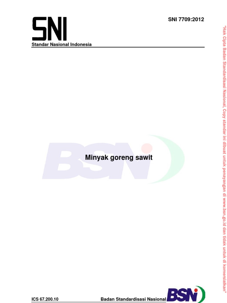 SNI Migor Sawit SNI No. 7709 2012