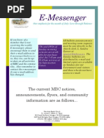 E-Messenger: The Current MBC Notices, Announcements, Flyers, and Community Information Are As Follows..