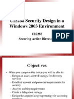 CIS288 Security Design in A Windows 2003 Environment: CIS288 Securing Active Directory