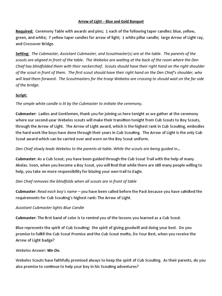 Arrow of Light Ceremony