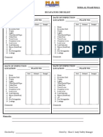 Excavator Checklist