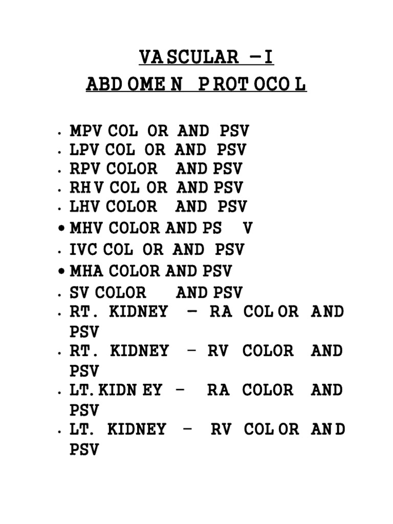 Vascular Abdominal Protocol Overview | PDF | Art