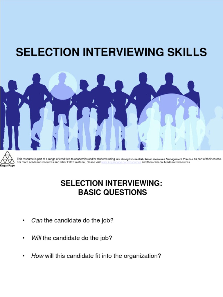 20 Selection Interviewing Skills Competence (Human Resources) Interview