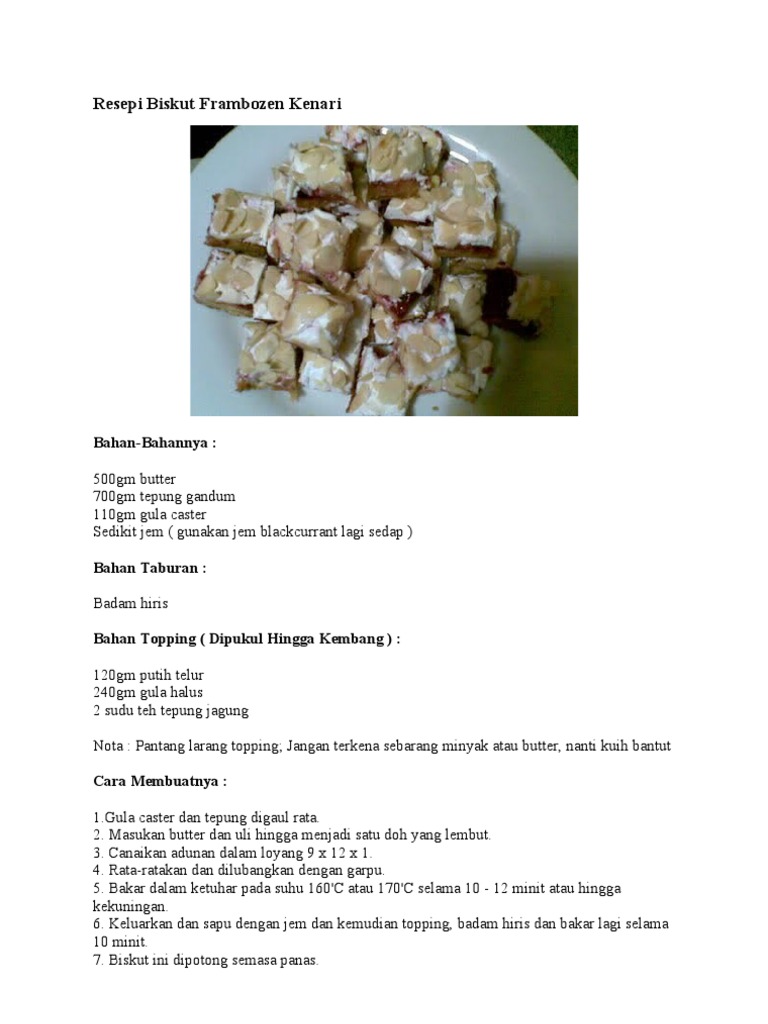 Resepi Biskut Frambozen Kenari Pdf
