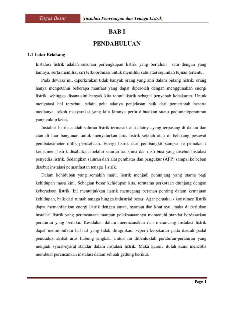 Makalah Tugas Besar Instalasi Penerangan Dan Tenaga Listrik Aish Yuli Tatik