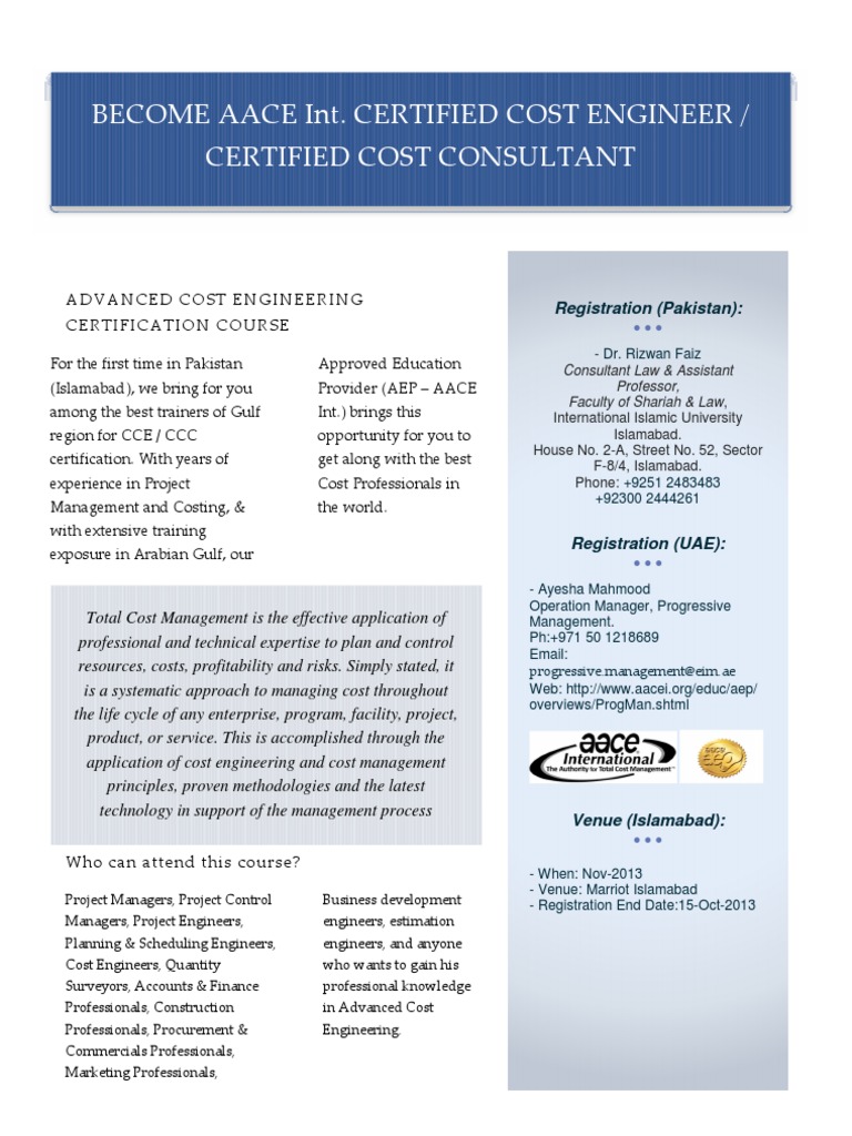 Aace Int. Certified Cost Engineer / Certified Cost Consultant PDF