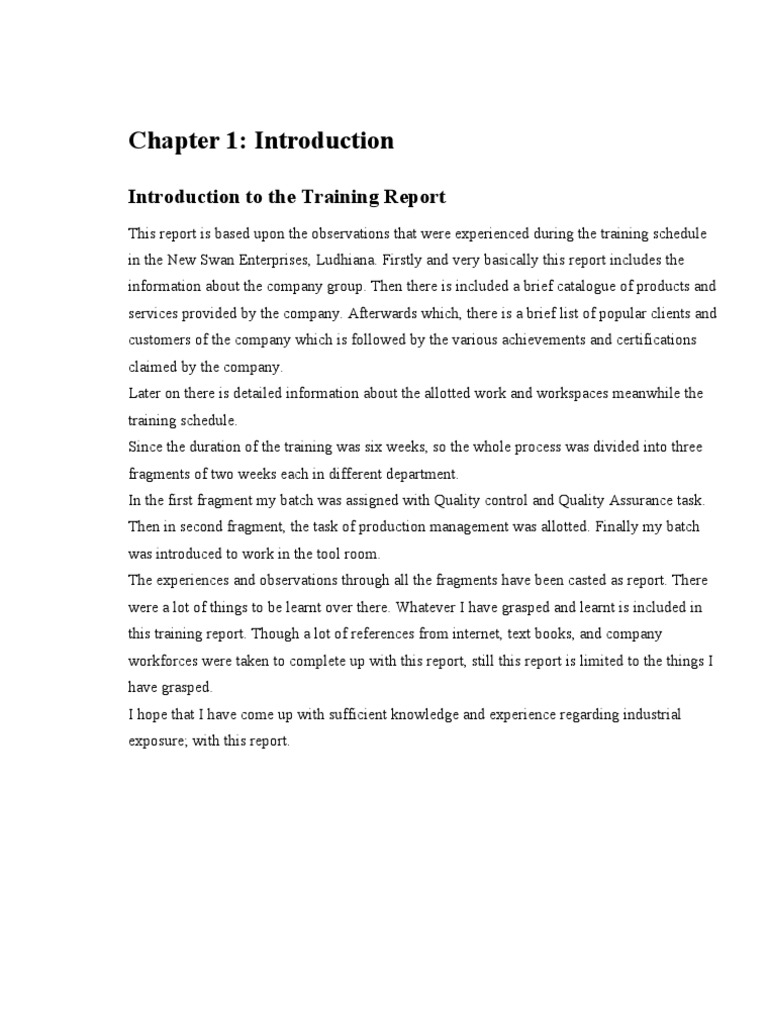 Chapter 1: Introduction: Introduction To The Training Report | PDF ...