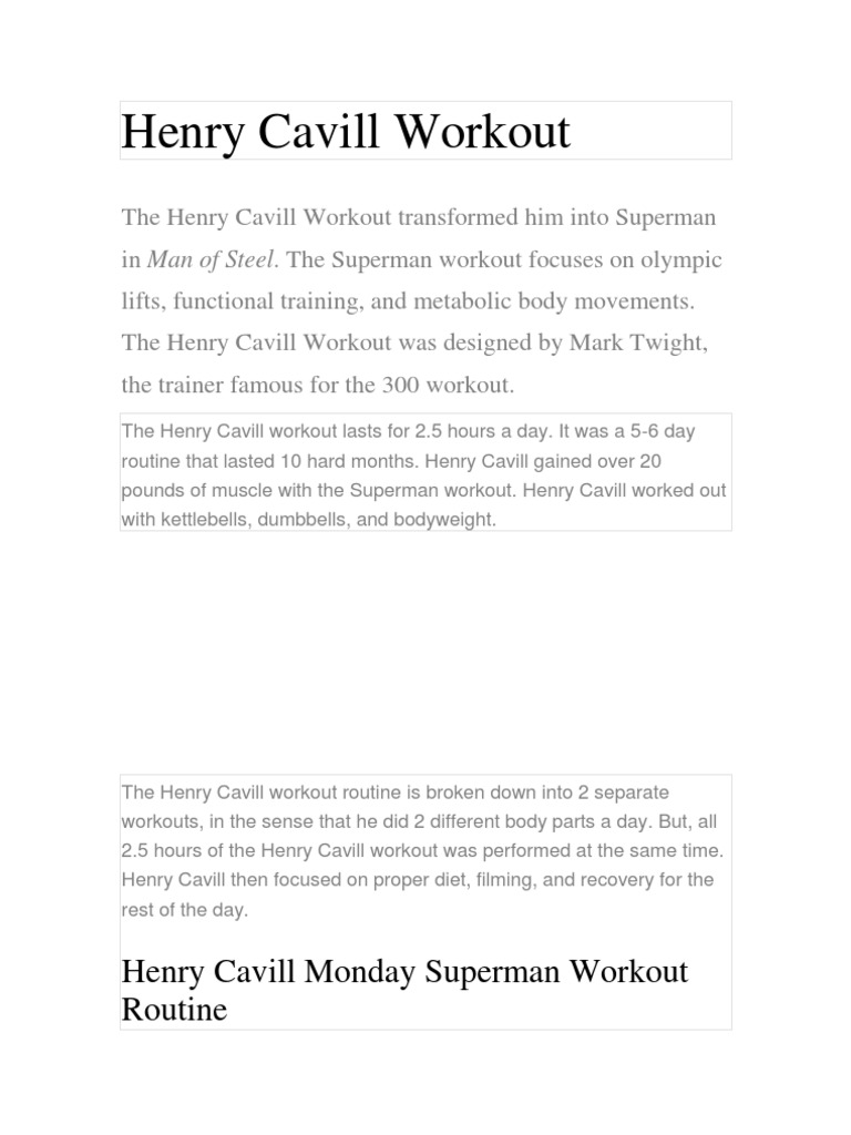 Best Henry cavill workout pdf for Fat Body