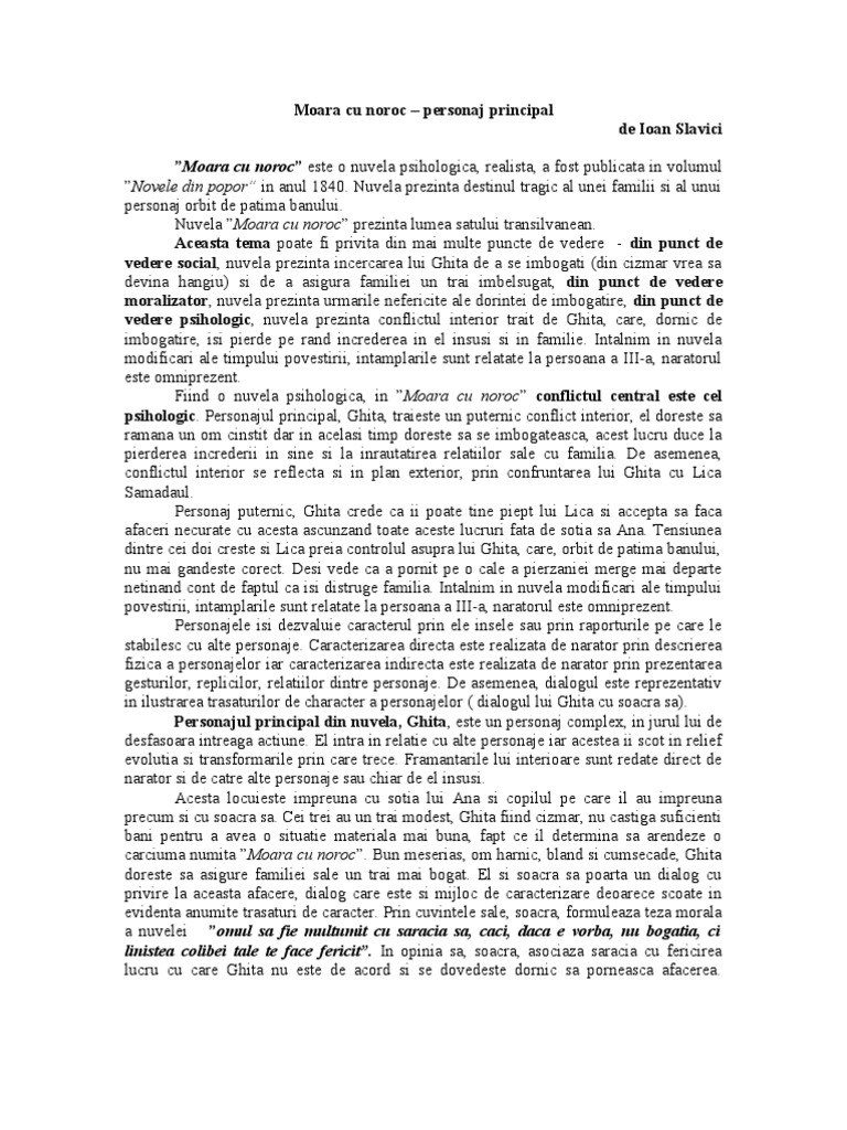 Moara Cu Noroc - Personaj Principal