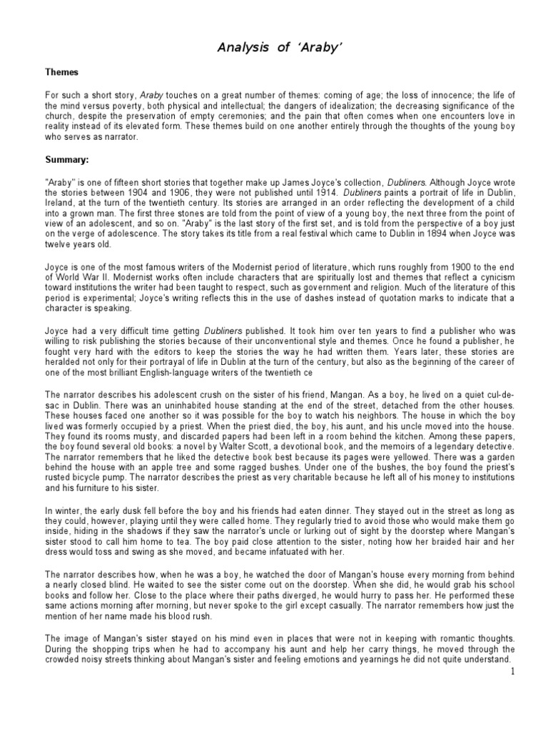 araby literary analysis essay