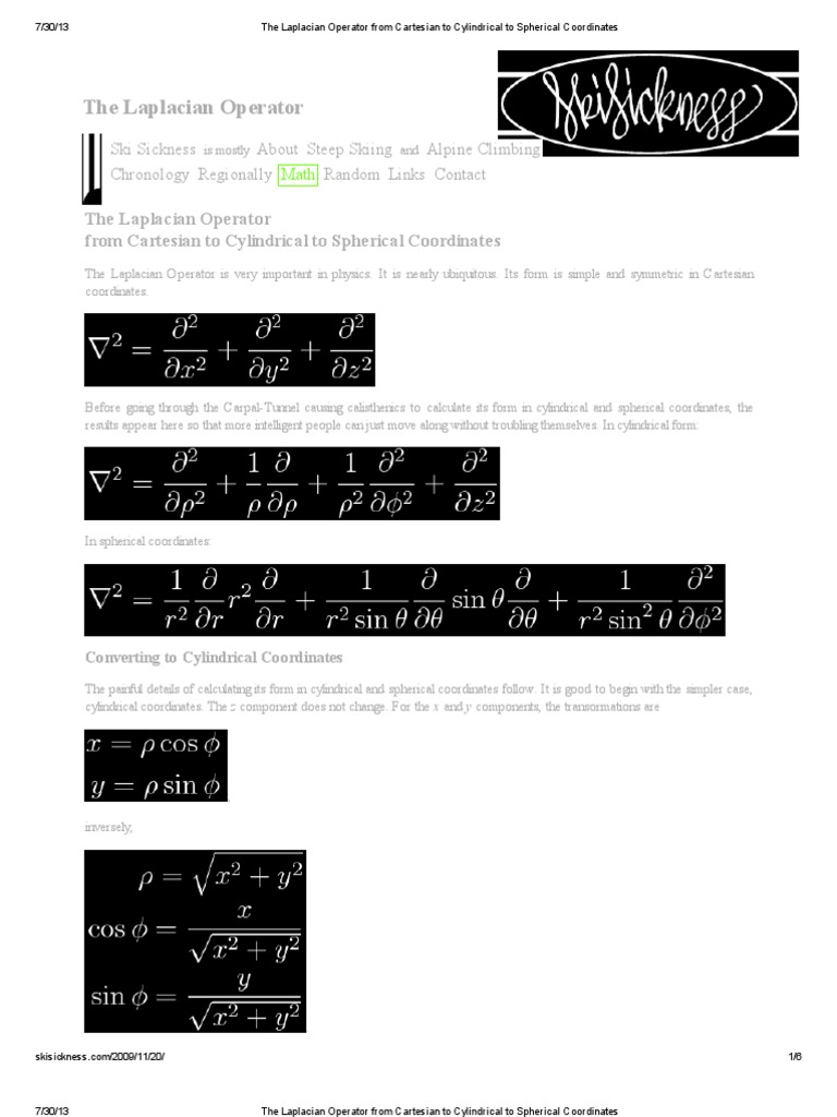 The laplacian operator from cartesian to cylindrical to spherical