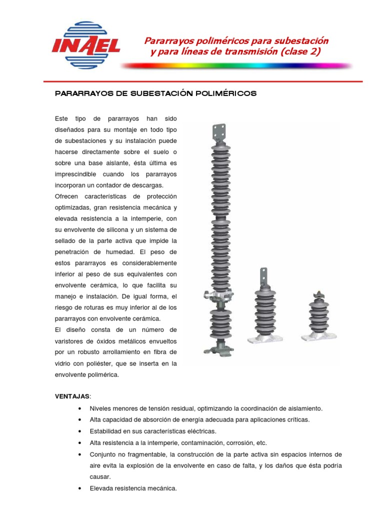 Pararrayos Poliméricos para Subestaciones | PDF | Transmisión de ...