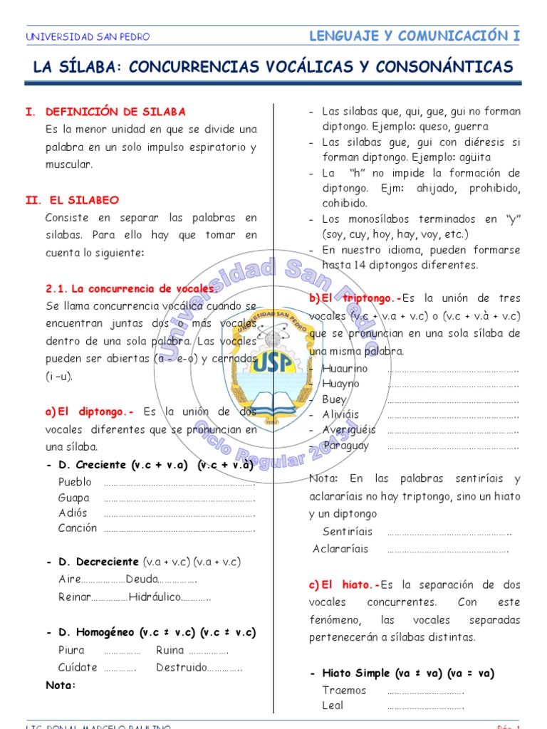 Silabeo y Diptongos en Español | PDF | Sílaba | Vocal