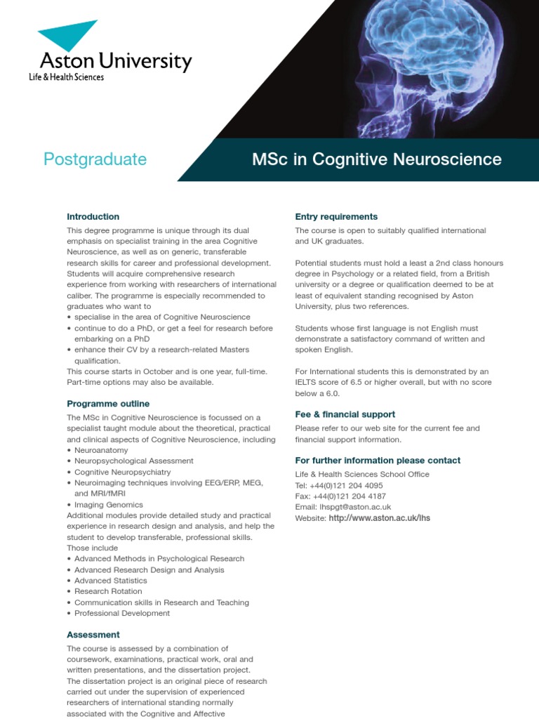 MSc in Cognitive Neuroscience Program | PDF | Postgraduate Education ...