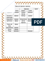 Tabla de Ingresos y Egresos