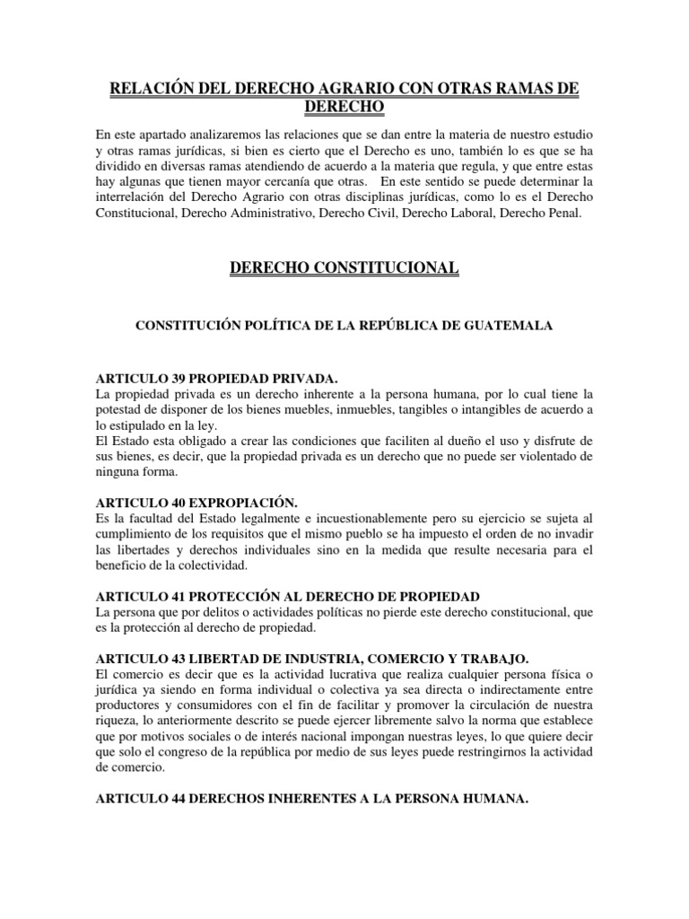 Relación Del Derecho Agrario Con Otras Ramas de Derecho